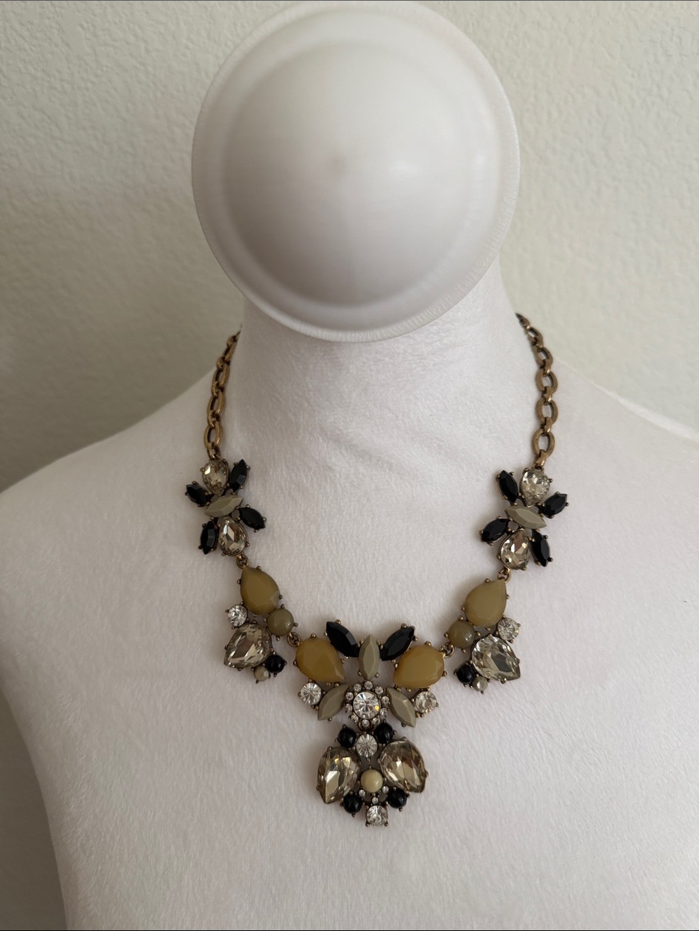 J. Crew Gold-Tone Statement Necklace with Yellow and Black Accents